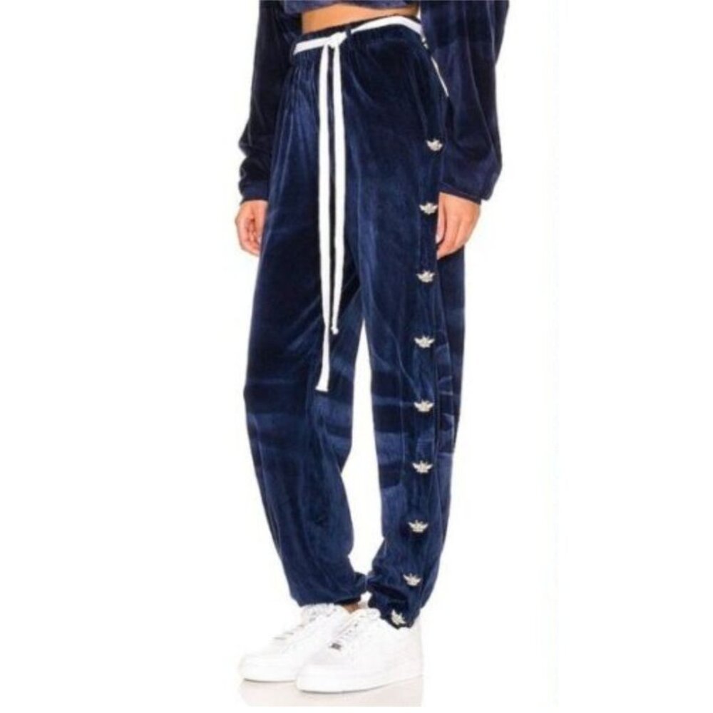 Boys Lie Oh Snap Navy Velour Pants Size  Medium